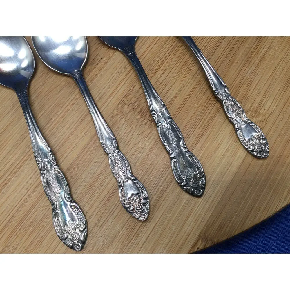 Accord Rose Trio Stainless Steel Sugar Spoon Set of 8 in box